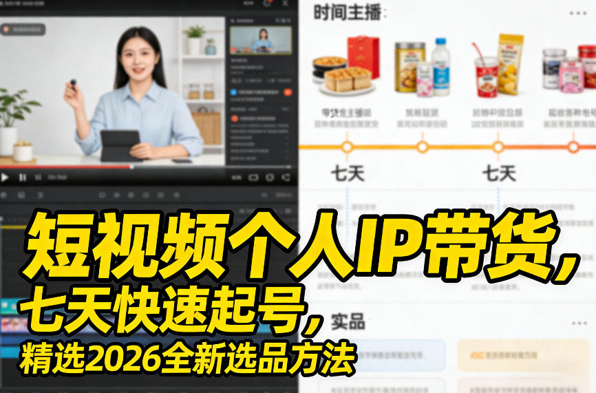 短视频个人IP带货，七天快速起号，精选2026全新选品方法-资源宝库