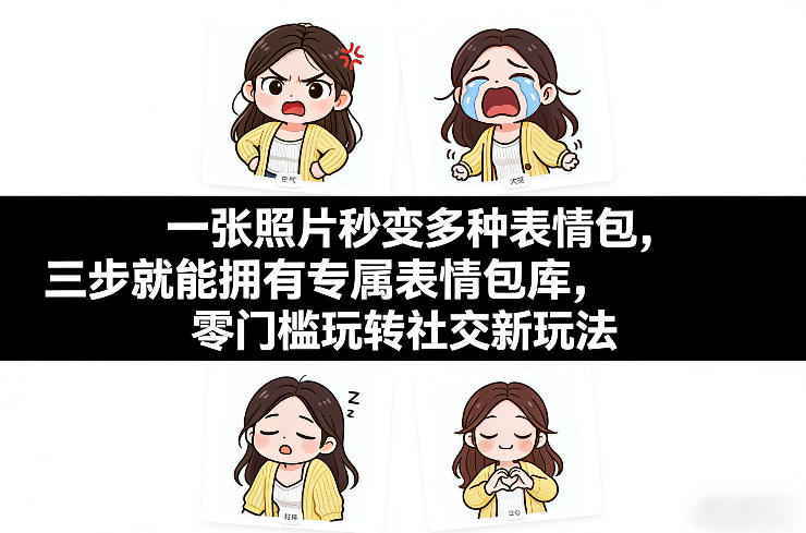 一张照片秒变多种表情包，三步就能拥有专属表情包库，零门槛玩转社交新玩法【文档】-资源宝库