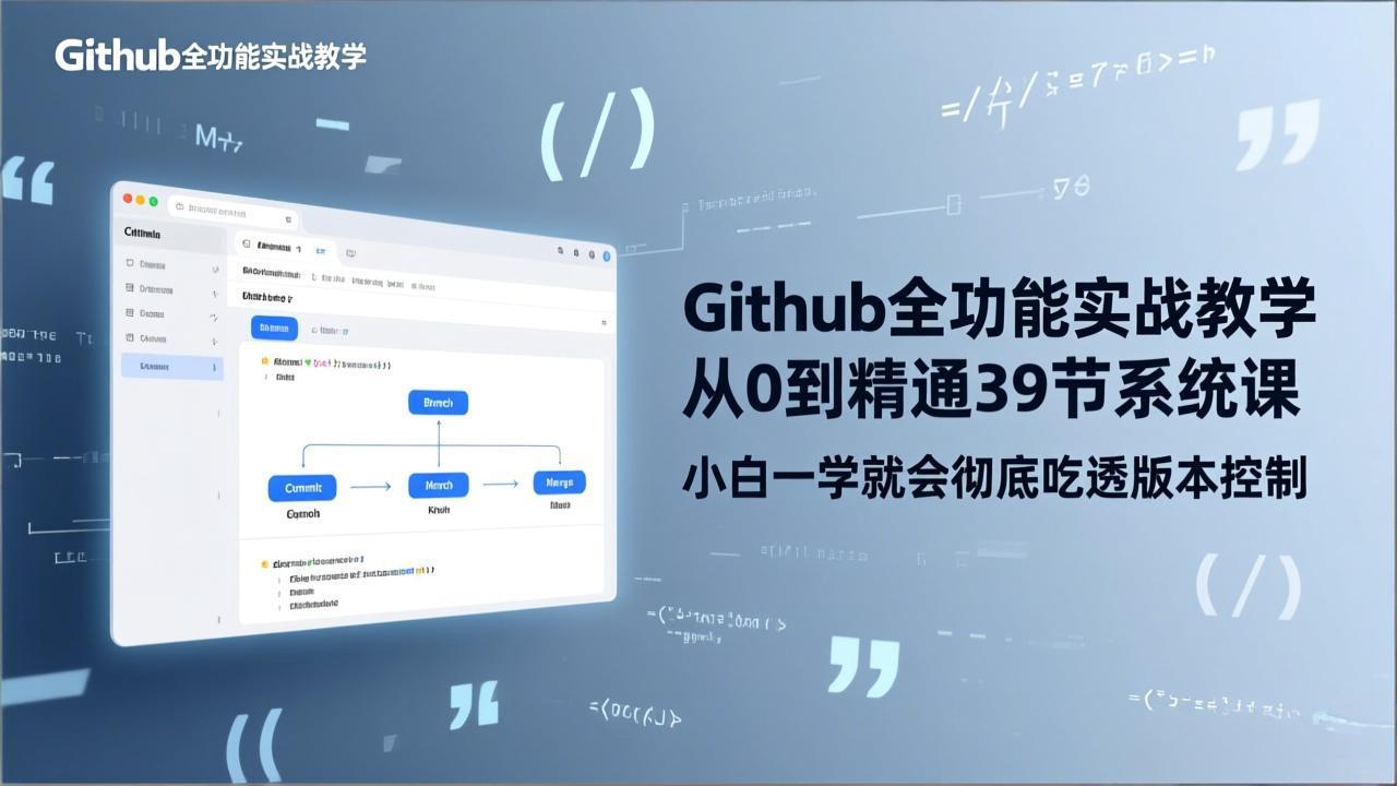 GitHub-全功能实战教学，从0到精通39节系统课，小白一学就会彻底吃透版本控制-资源宝库
