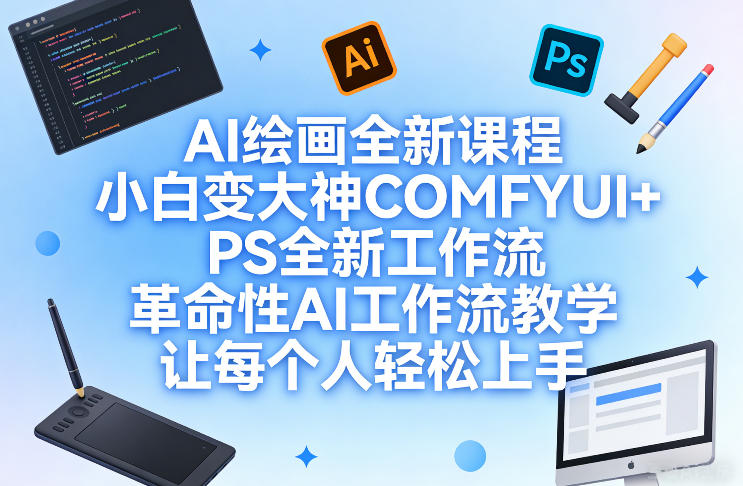 AI绘画全新课程，小白变大神COMFYUI+PS全新工作流，革命性AI工作流教学，让每个人轻松上手-资源宝库