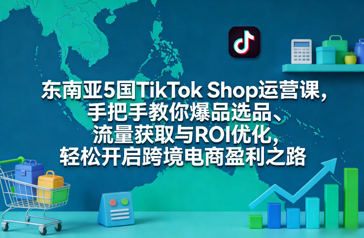东南亚5国TikTok Shop运营课，手把手教你爆品选品、流量获取与ROI优化，轻松开启跨境电商盈利之路-资源宝库