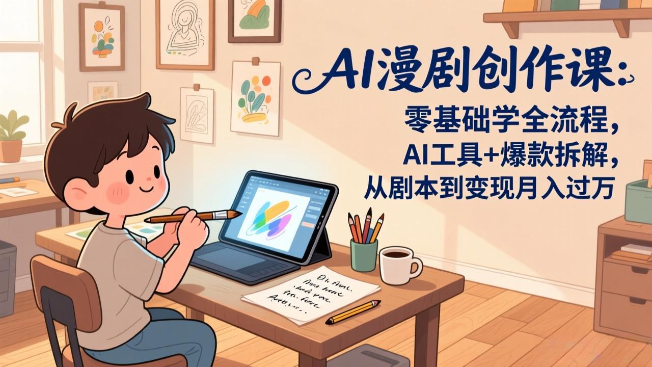 AI漫剧创作课:零基础学全流程,AI工具+爆款拆解,从剧本到变现月入过万-资源宝库