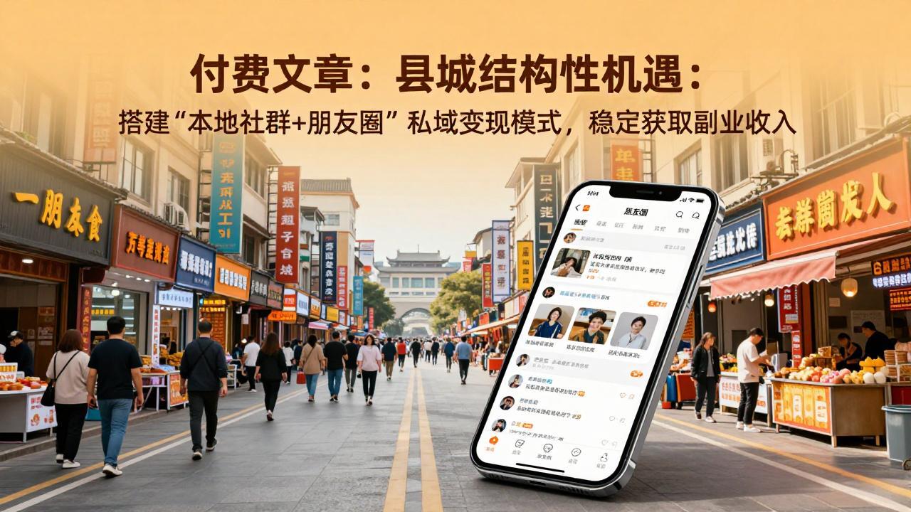 付费文章：县城结构性机遇：搭建“本地社群+朋友圈”私域变现模式，稳定获取副业收入-资源宝库