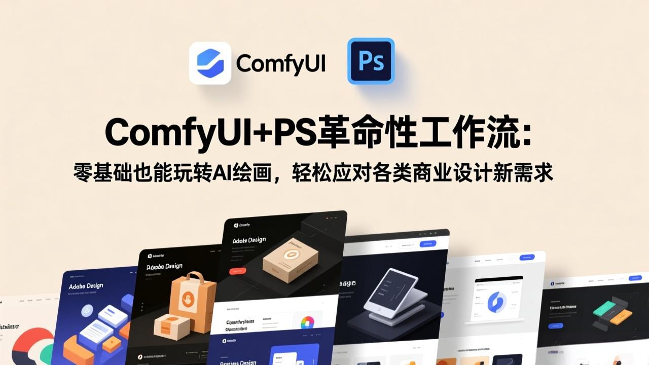 ComfyUI+PS革命性工作流：零基础也能玩转AI绘画，轻松应对各类商业设计新需求-资源宝库