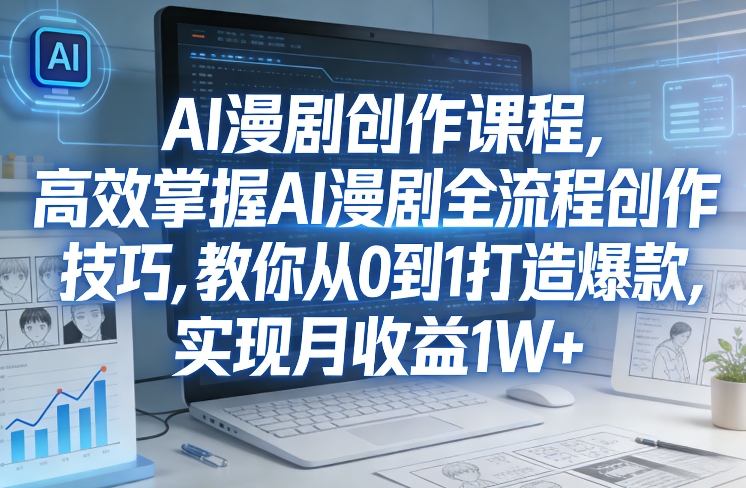 某社群AI漫剧创作课程，高效掌握AI漫剧全流程创作技巧，教你从0到1打造爆款，实现月收益1W+-资源宝库