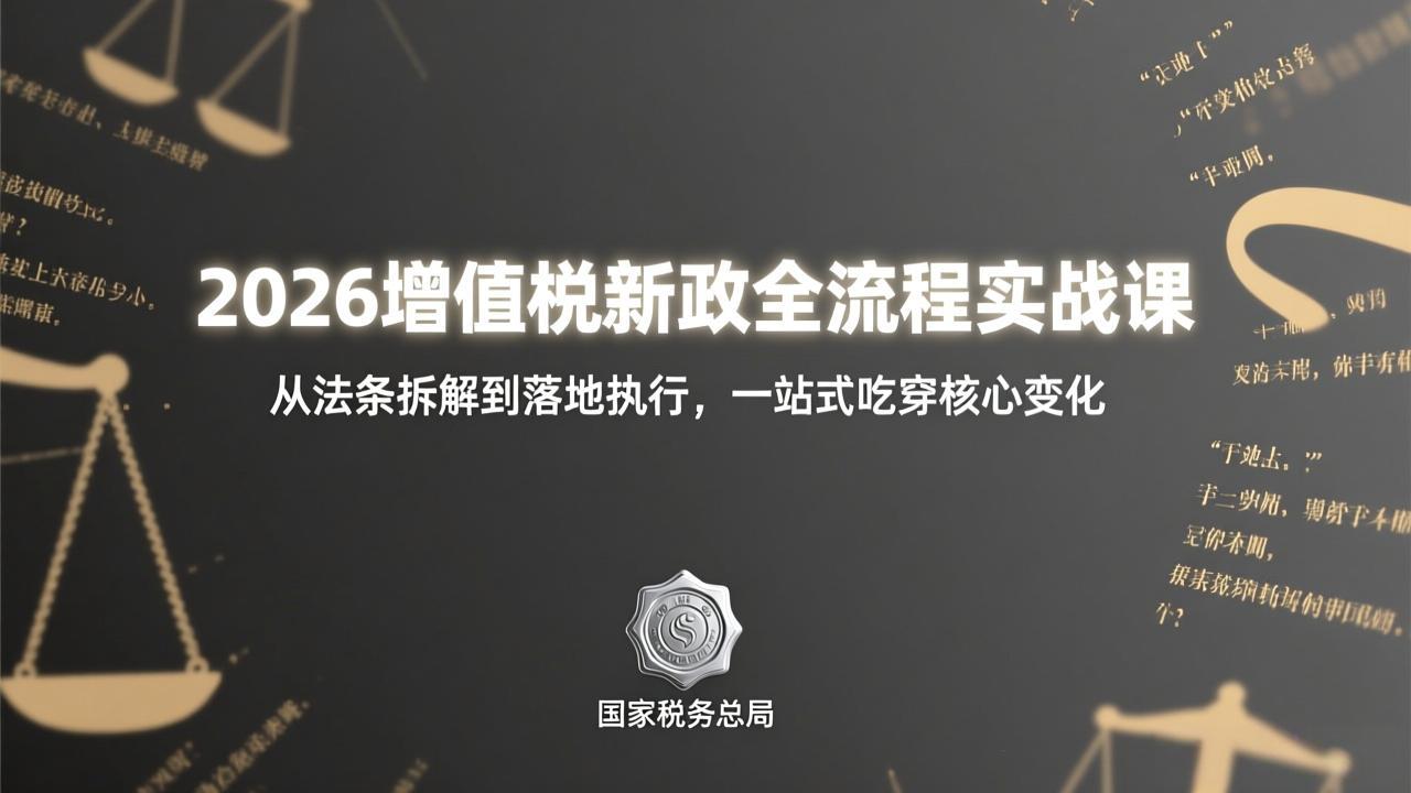 2026增值税新政全流程实战课：从法条拆解到落地执行，一站式吃透核心变化-资源宝库