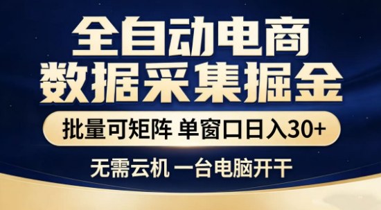 独家电商数据全自动采集项目，批量可矩阵，单窗口轻松日入3张+【揭秘】-资源宝库
