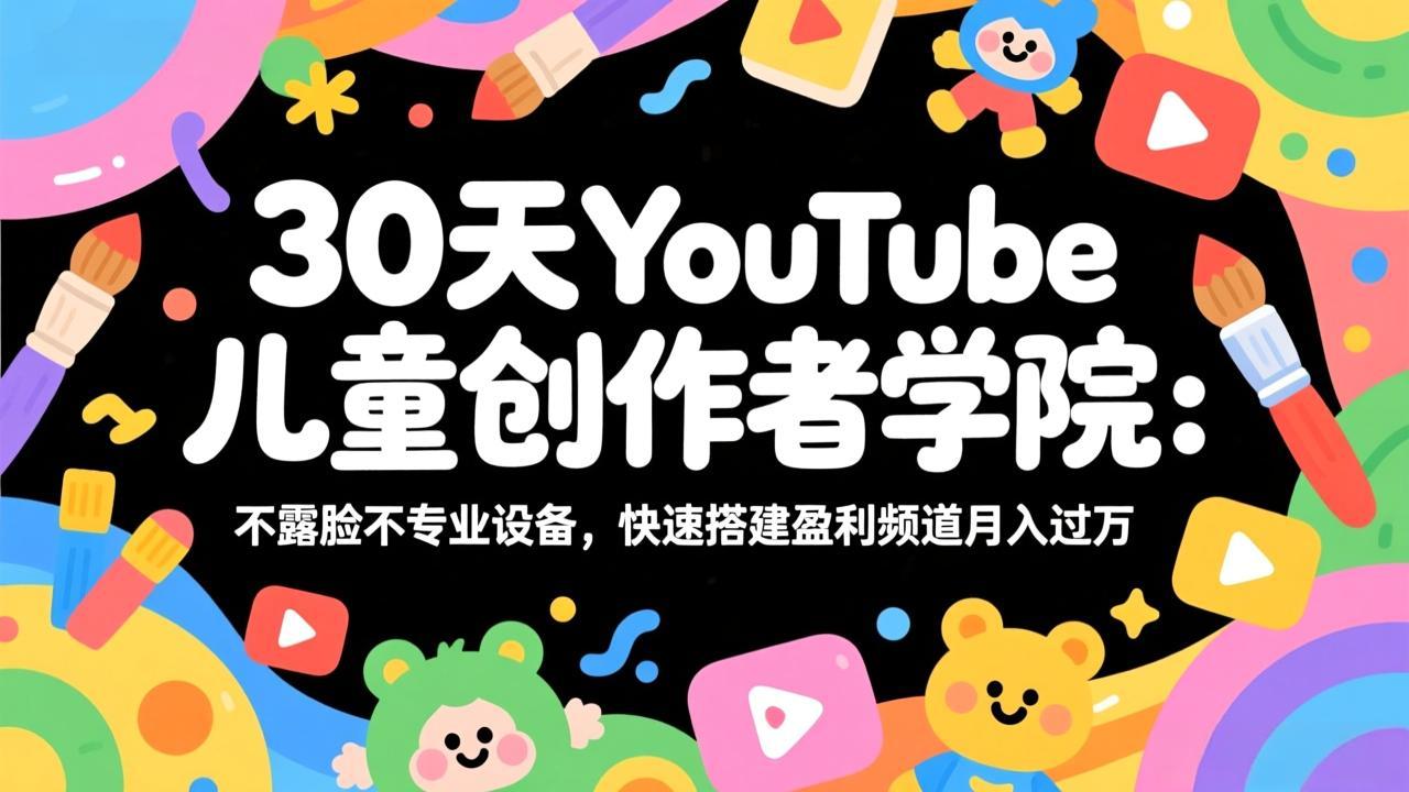 30天YouTube儿童创作者学院:不露脸不专业设备,快速搭建盈利频道月入过万-资源宝库