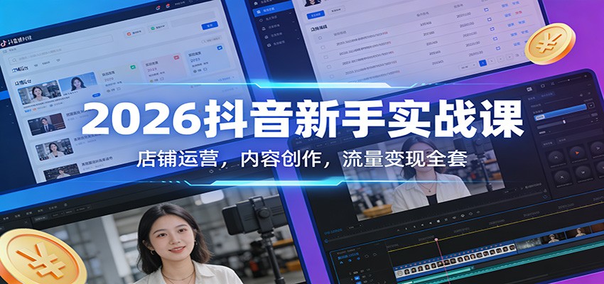 2026抖音新手实战课：店铺运营，内容创作，流量变现全套-资源宝库