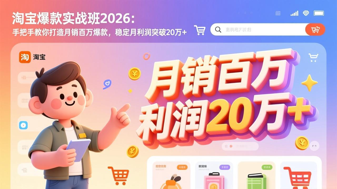 淘宝爆款实战班-2026年3月更新:手把手教你打造月销百万爆款,稳定月利润突破20万+-资源宝库