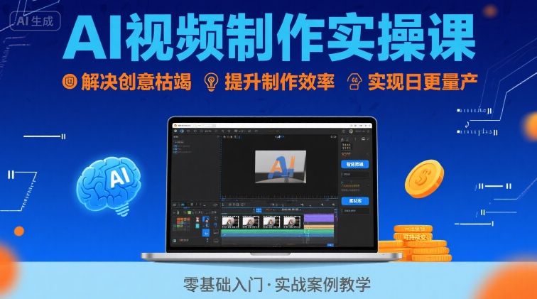 Ai视频制作实操课，解决创意枯竭、效率低下痛点，实现日更量产可持续变现(更新26年3月)-资源宝库