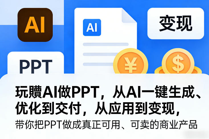 玩賺AI做PPT，从AI一键生成、优化到交付，从应用到变现，带你把PPT做成真正可用、可卖的商业产品-资源宝库