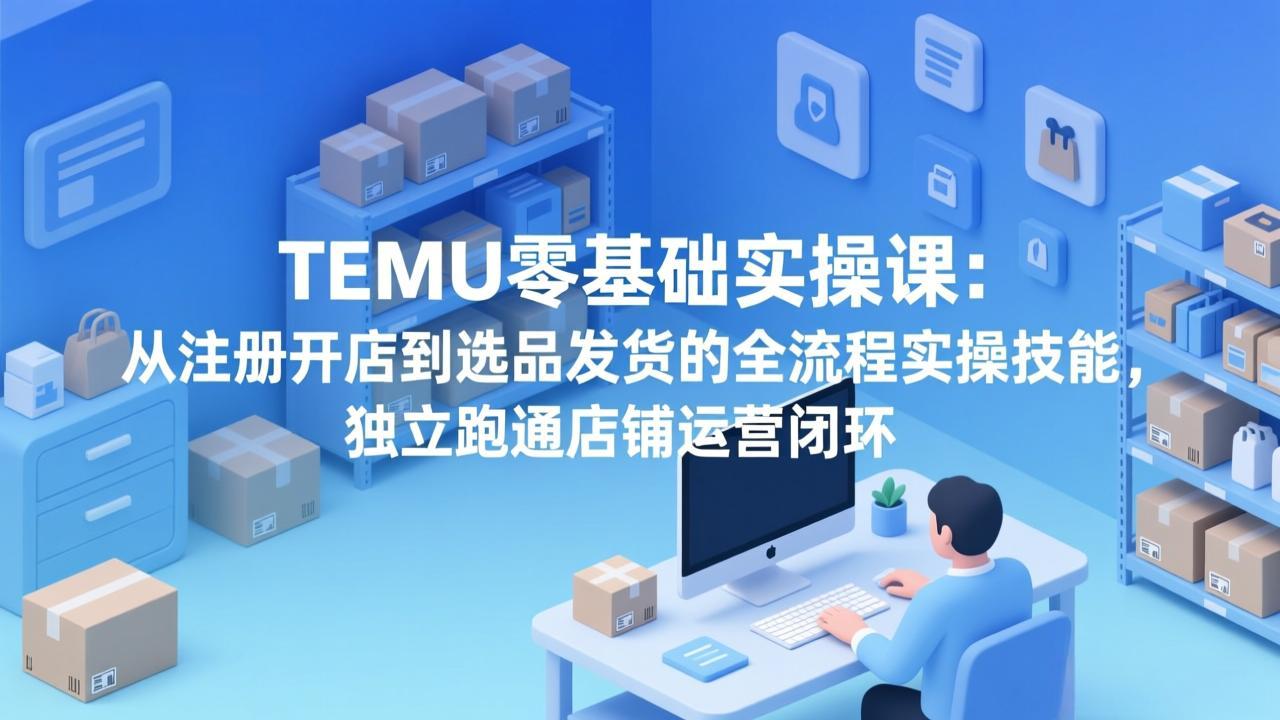 TEMU零基础实操课：从注册开店到选品发货的全流程实操技能，独立跑通店铺运营闭环-资源宝库