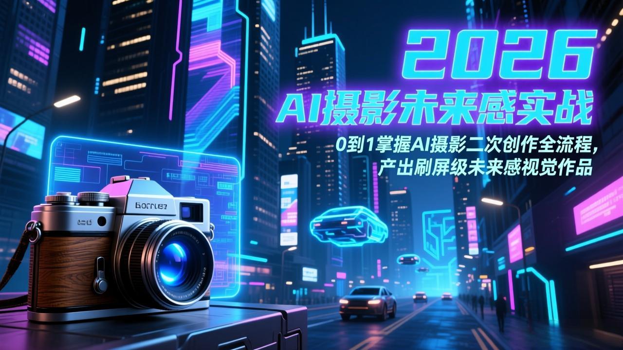 2026 AI摄影未来感实战：0到1掌握AI摄影二次创作全流程，产出刷屏级未来感视觉作品-资源宝库