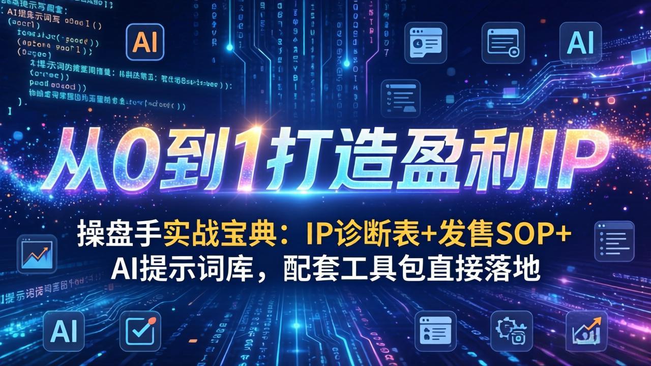 操盘手实战宝典：IP诊断表+发售SOP+AI提示词库，配套工具包直接落地，从0到1打造盈利IP-资源宝库