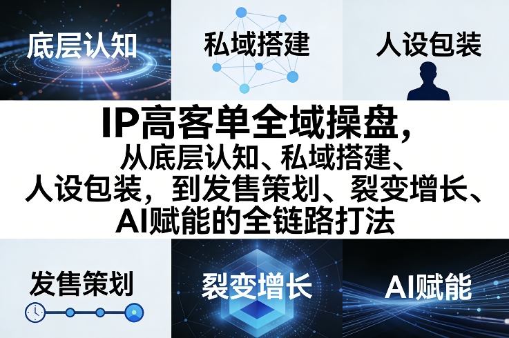 IP高客单全域操盘，从底层认知、私域搭建、人设包装，到发售策划、裂变增长、AI赋能的全链路打法-资源宝库