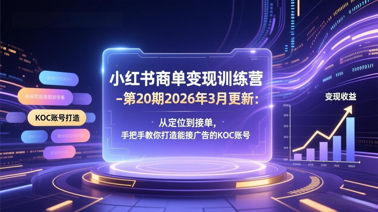 小红书商单变现训练营-第20期26年3月更新：从定位到接单，手把手教你打造能接广告的KOC账号-资源宝库