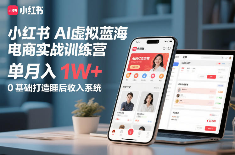 小红书AI虚拟蓝海电商实战训练营，单月入1W+，0基础打造睡后收入系统(更新)-资源宝库