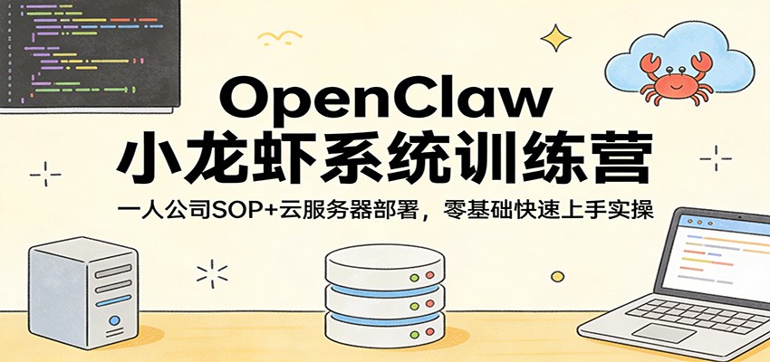 OpenClaw小龙虾系统训练营：一人公司SOP，云服务器部署，零基础快速上手实操-资源宝库
