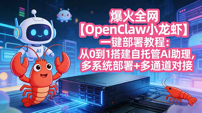 爆火全网【OpenClaw 小龙虾】一键部署教程：从0到1搭建自托管AI助理，多系统部署+多通道对接-资源宝库