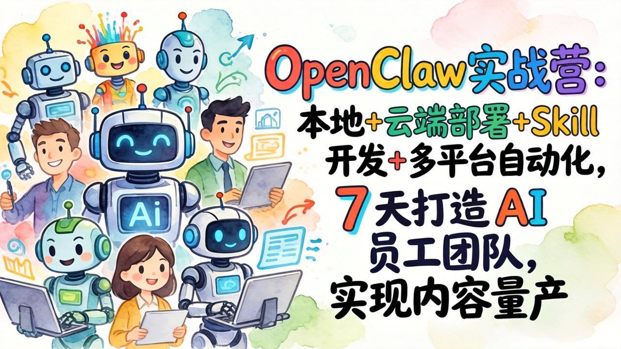 OpenClaw实战营:本地+云端部署+Skill开发+多平台自动化,7 天打造 AI 员工团队,实现内容量产-资源宝库
