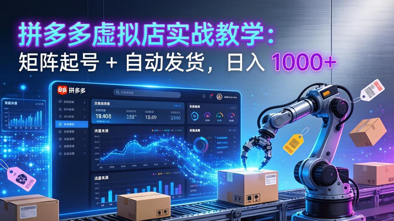 拼多多虚拟店实战教学:矩阵起号 + 自动发货,日入 1000+-资源宝库