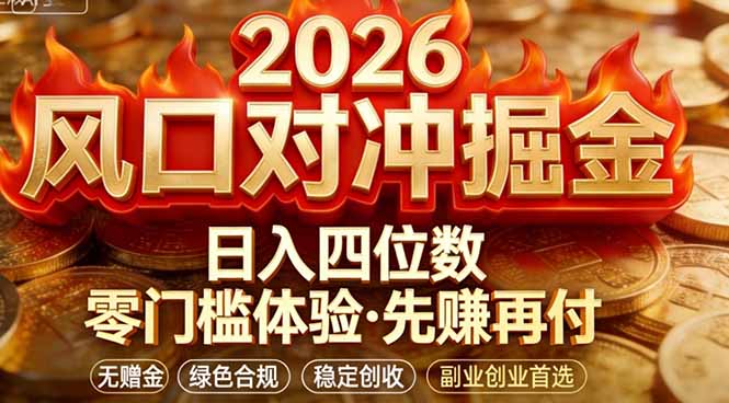 2026美金对冲套利，无赠金对冲策略保驾护航，低门槛易上手实操。单人单日收益2000+-资源宝库