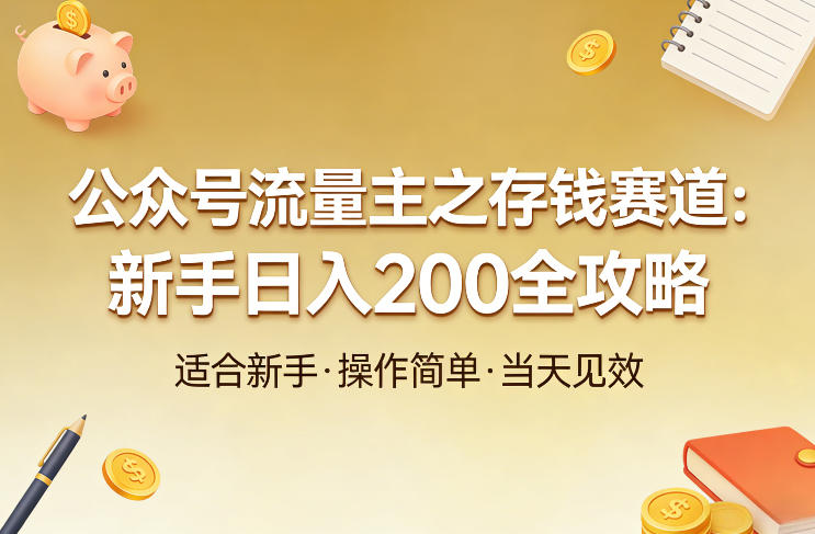 公众号流量主之存钱赛道，贴合当下需求，适合新手，一天收益2张-资源宝库