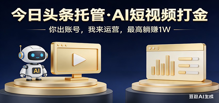头条号AI托管，我提供作品，你提供账号，每天5分钟发布，小白躺赚3000+-资源宝库