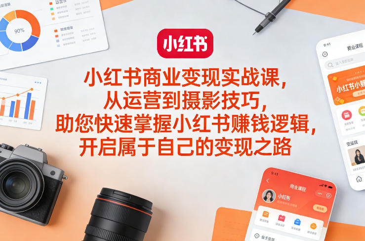 小红书商业变现实战课，从运营到摄影技巧，助您快速掌握小红书賺钱逻辑，开启属于自己的变现之路-资源宝库