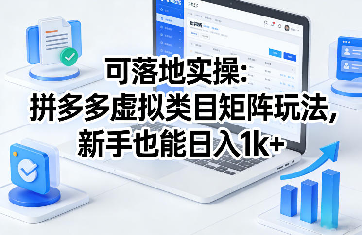可落地实操：拼多多虚拟类目矩阵玩法，新手也能日入1k+【揭秘】-资源宝库