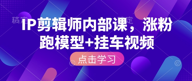 IP剪辑师内部课,涨粉跑模型+挂车视频(更新)-资源宝库