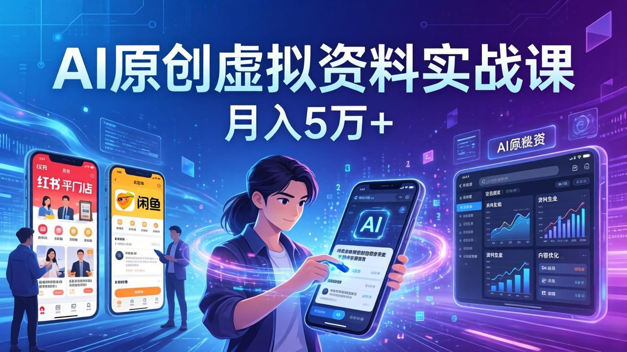 AI原创虚拟资料实战课：2026新机会，小红书闲鱼开店，普通人用AI轻松变现，月入5万+-资源宝库