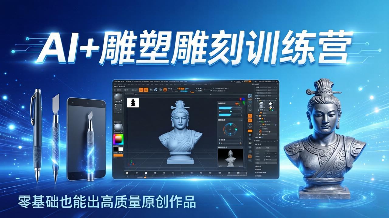AI+雕塑雕刻训练营：从AI创作、大模型训练到3D雕刻 + 渲染，零基础也能出高质量原创作品-资源宝库