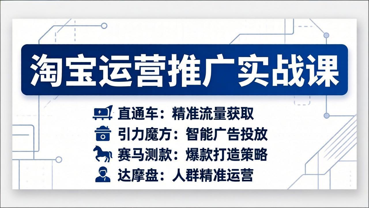 淘宝运营推广实战课，直通车+引力魔方+赛马测款+达摩盘人群推广等(更新26年3月-资源宝库