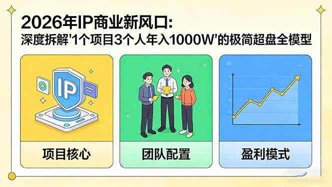 2026年IP商业新风口：深度拆解“1个项目3个人年入1000W”的极简超盘全模型-资源宝库