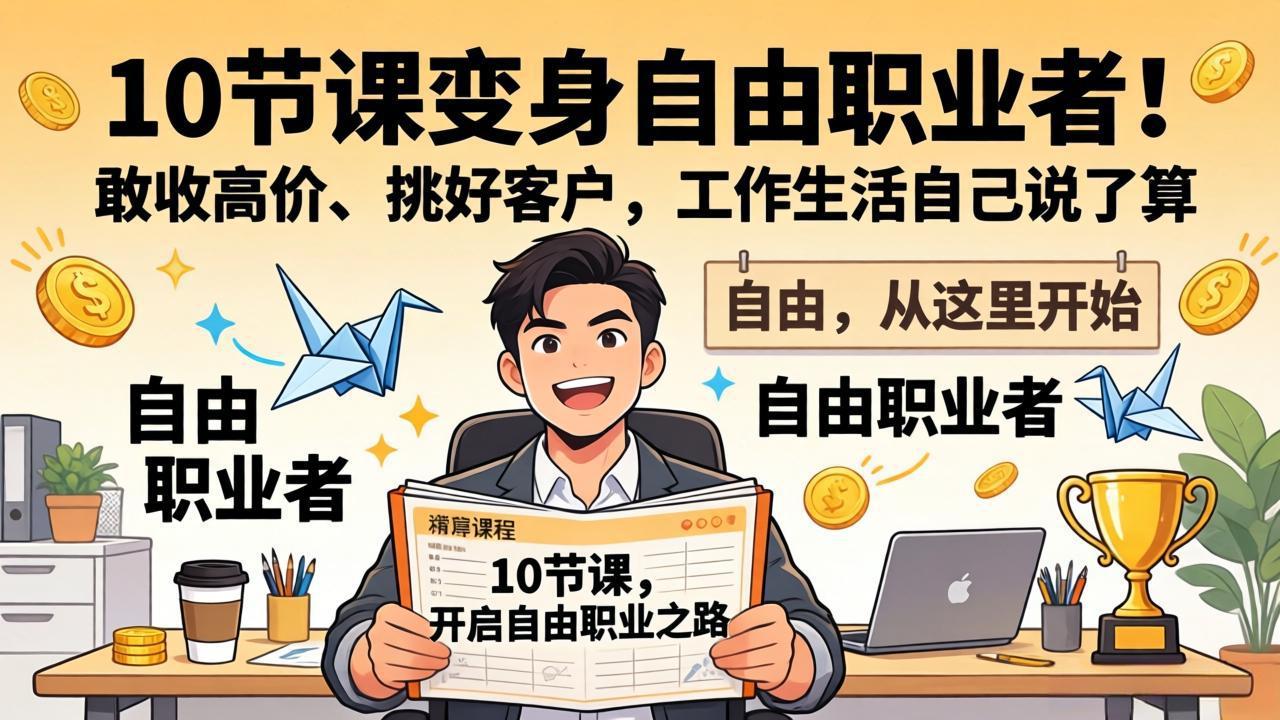 10 节课变身自由职业者！敢收高价、挑好客户，工作生活自己说了算-资源宝库