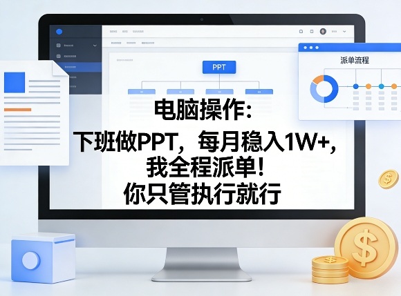 电脑操作:下班做PPT,每月稳入1W+,我全程派单!你只管执行就行【揭秘】-资源宝库