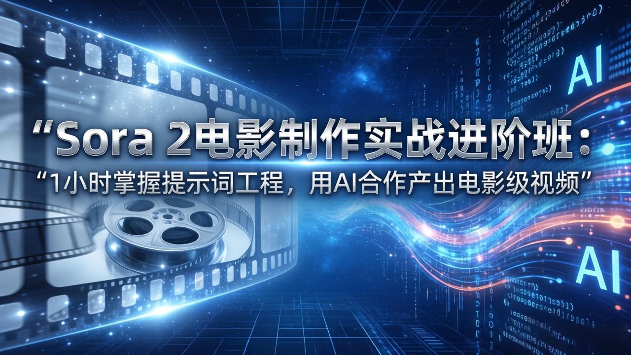 Sora 2电影制作实战进阶班：1小时掌握提示词工程，用AI合作产出电影级视频-资源宝库