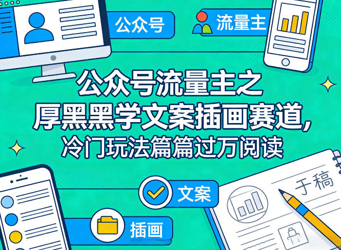 公众号流量主之厚黑学文案插画赛道，冷门玩法篇篇过万阅读-资源宝库