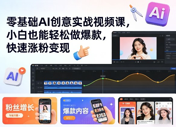 零基础AI创意实战视频课，小白也能轻松做爆款，快速涨粉变现-资源宝库