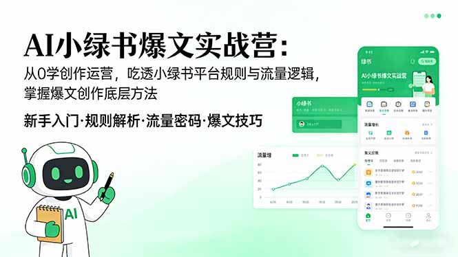 AI 小绿书爆文实战营：从0学创作运营，吃透小绿书平台规则与流量逻辑，掌握爆文创作底层方法-资源宝库