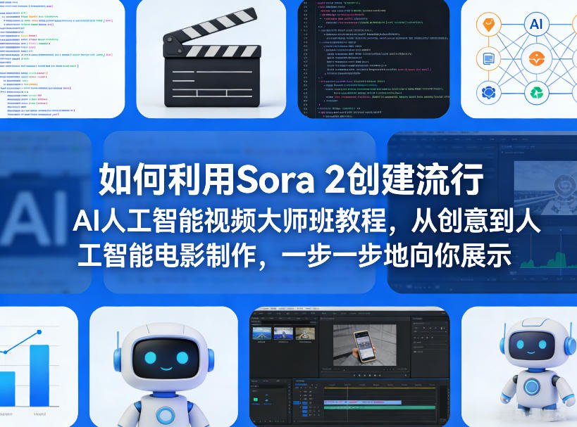 如何利用Sora 2创建流行AI人工智能视频大师班教程，从创意到人工智能电影制作，一步一步地向你展示-资源宝库