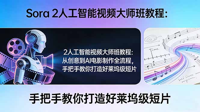 Sora 2人工智能视频大师班教程：从创意到AI电影制作全流程，手把手教你打造好莱坞级短片-资源宝库