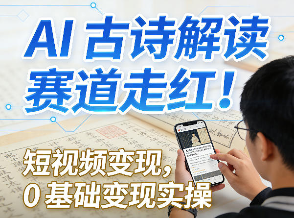 AI古诗解读赛道走红！短视频变现，0基础变现实操-资源宝库