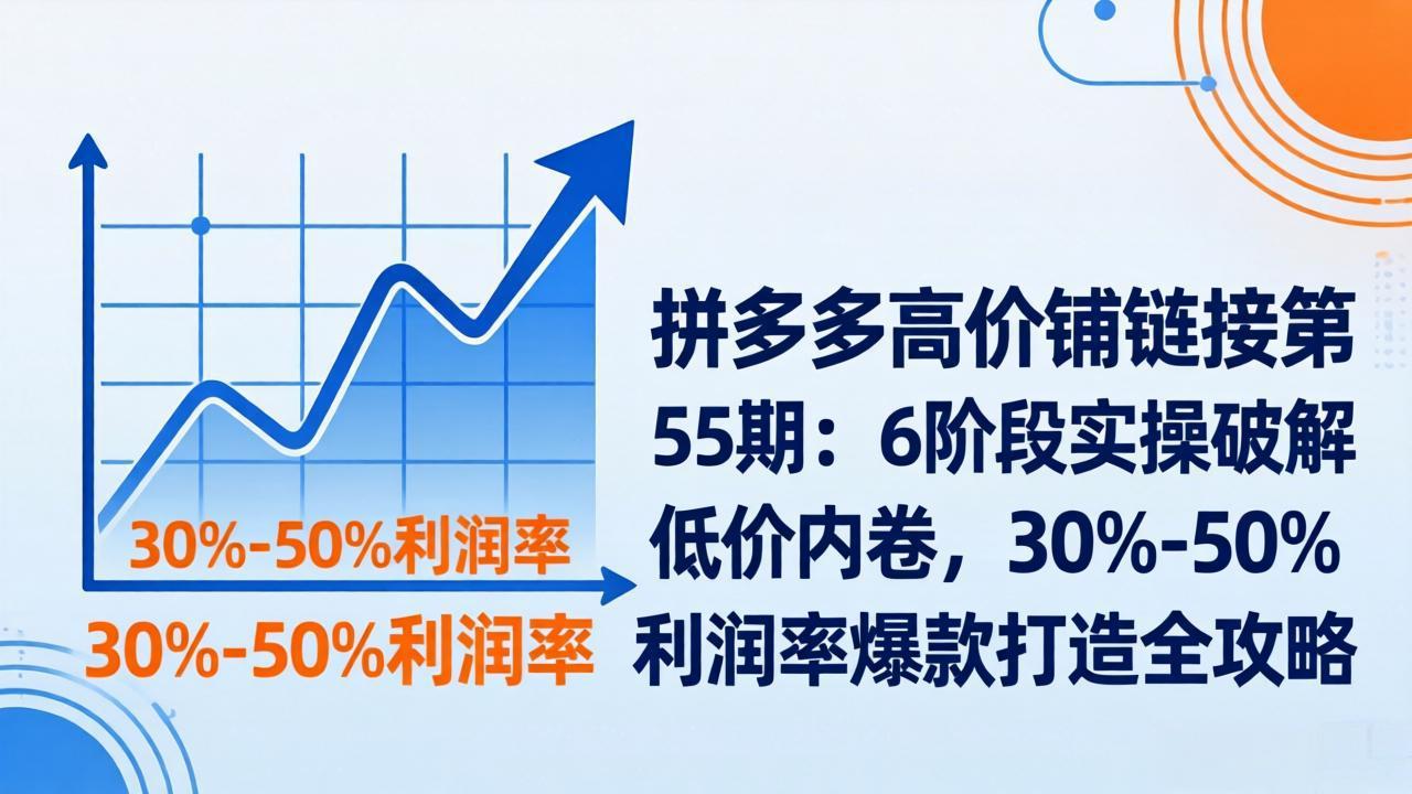 拼多多高价铺链接第55期：6阶段实操破解低价内卷，30%-50%利润率爆款打造全攻略-资源宝库