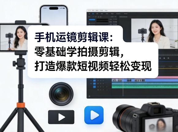 手机运镜剪辑课：零基础学拍摄剪辑，打造爆款短视频轻松变现-资源宝库