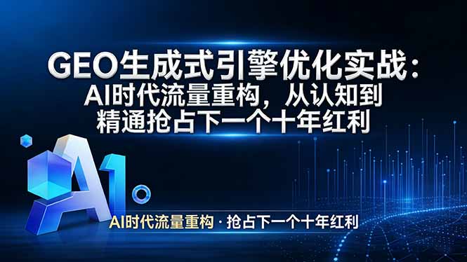 GEO 生成式引擎优化实战：AI时代流量重构，从认知到精通抢占下一个十年红利-资源宝库
