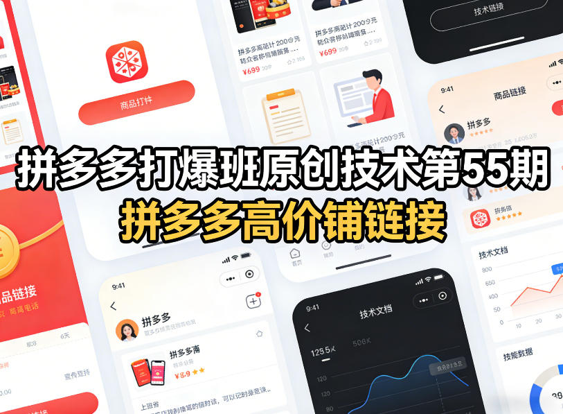 拼多多打爆班原创技术第55期，拼多多高价铺链接-资源宝库
