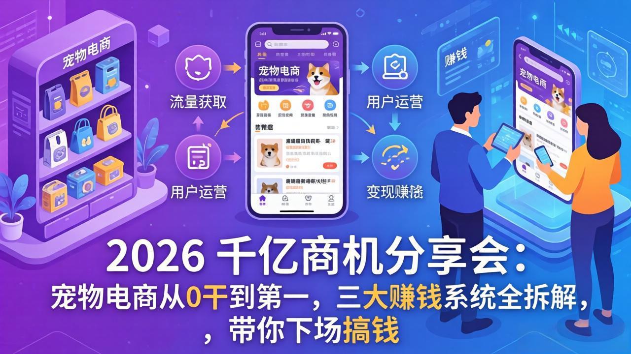 2026 千亿商机分享会：宠物电商从0干到第一，三大赚钱系统全拆解，带你下场搞钱-资源宝库